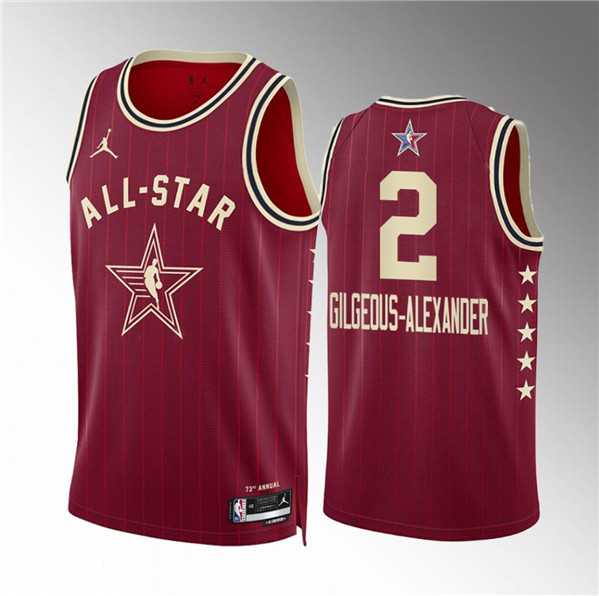 Mens 2024 All-Star #2 Shai Gilgeous-Alexander Crimson Stitched Basketball Jersey